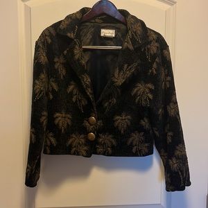 Vintage Paco Soler  Palm Tree Cropped Tapestry Jacket Long Sleeves Small